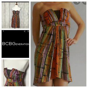BCBGeneration strapless printed cocktail dress NWT